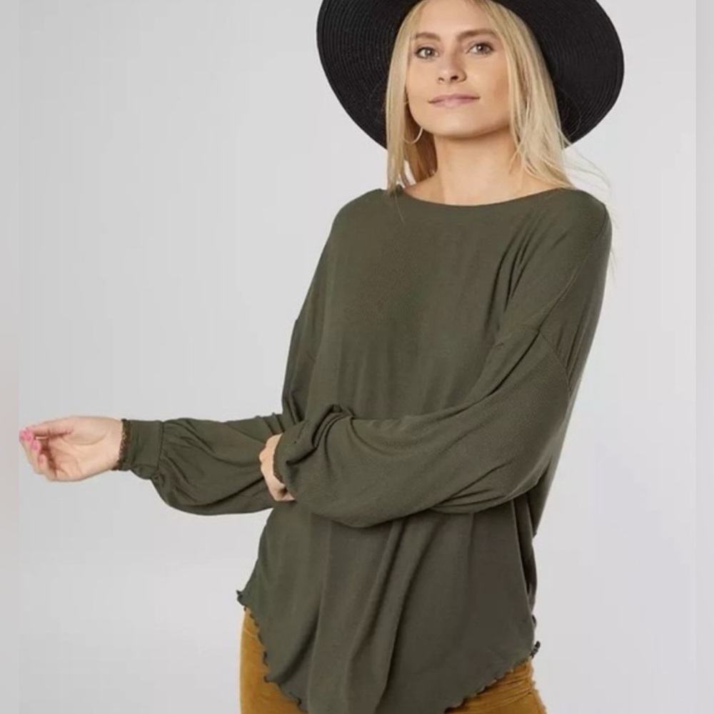 FREE PEOPLE Shimmy Shake  Olive Green Women's Top Size XS